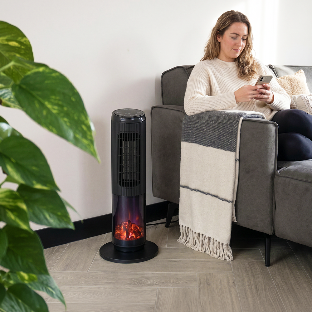 Radiateur Tour Électrique avec Cheminée Décorative