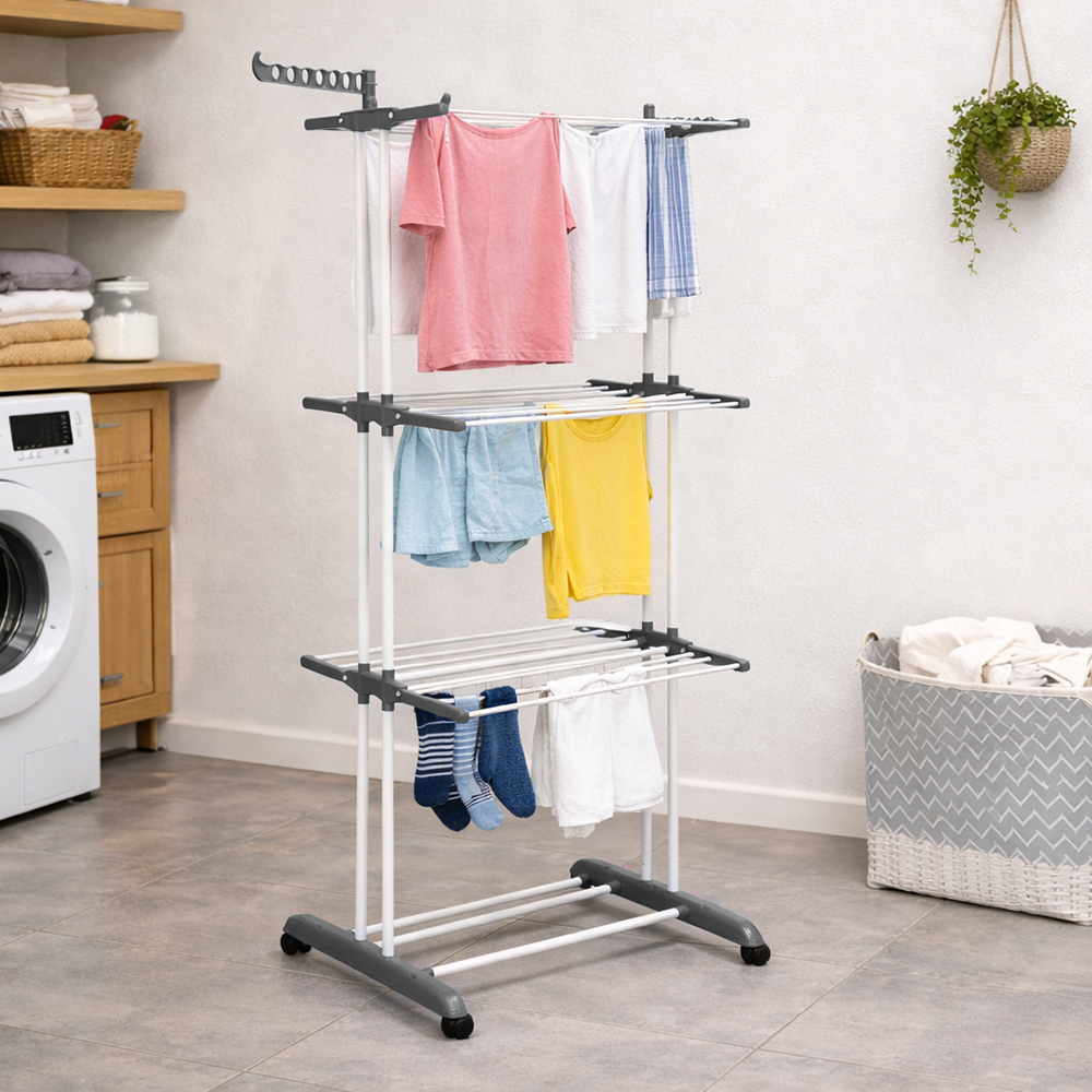 Séchoir à linge à roulettes
