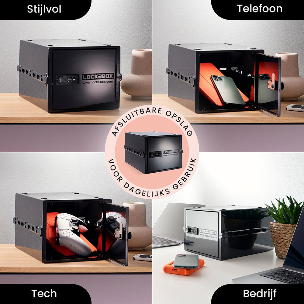 Vier toepassingen van de Lockabox One: stijlvol, voor de telefoon, voor tech en op kantoor